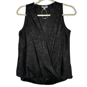 Status‎ by Chenault Black Textured Faux Wrap Sleeveless Top Women's Size Small